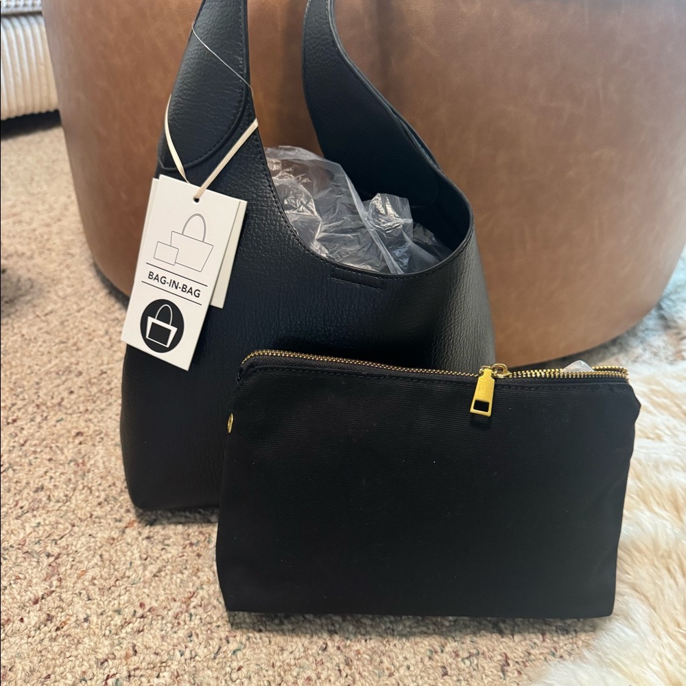 Rachel Zoe. Black leather bag. Extra compartment bag inside, shown in picture. - Picture 6 of 6